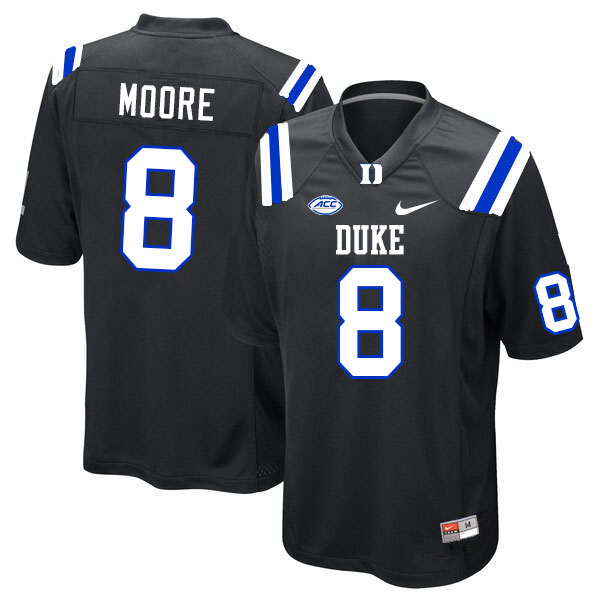Men #8 Jordan Moore Duke Blue Devils College Football Jerseys Sale-Black